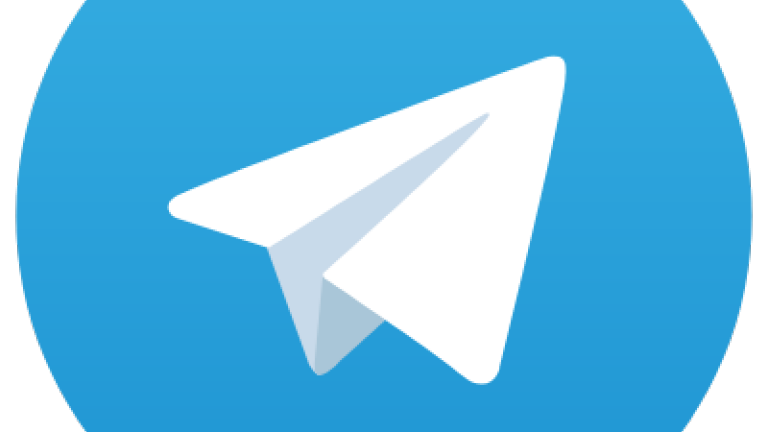 Telegram logo featuring white paper graphic on blue background