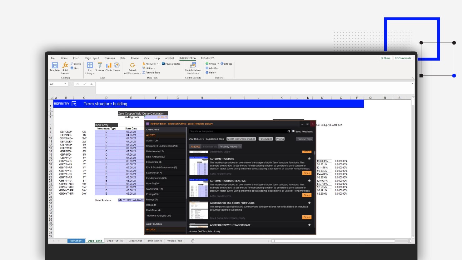 EIkon dashboard showing integration with microsoft excel