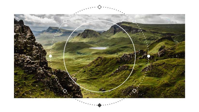 graphical circles over Scottish highlands
