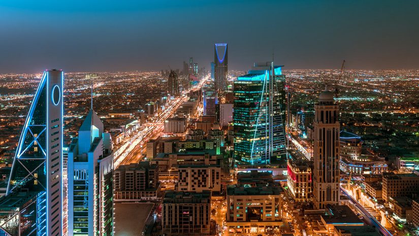 Saudi Arabia Riyadh cityscape at night