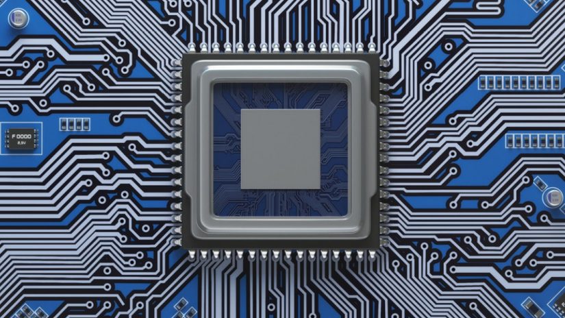 Blue computer chip