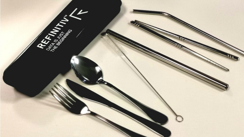 Image of Refinitiv reusable utensil kits representing ZeroWasteLifeNYC