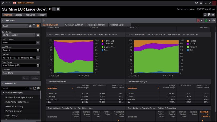 Screenshot for Investment management showing portfolio analysis for StarMine 