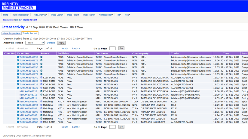 captura de pantalla de las funcionalidades de búsqueda e informes de Market Tracker