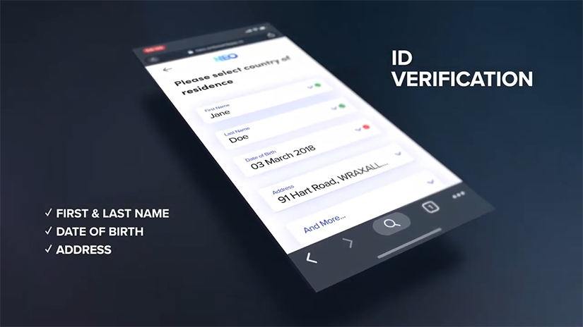 Mobile device showing various identification fields for Refinitiv's Qual-ID product
