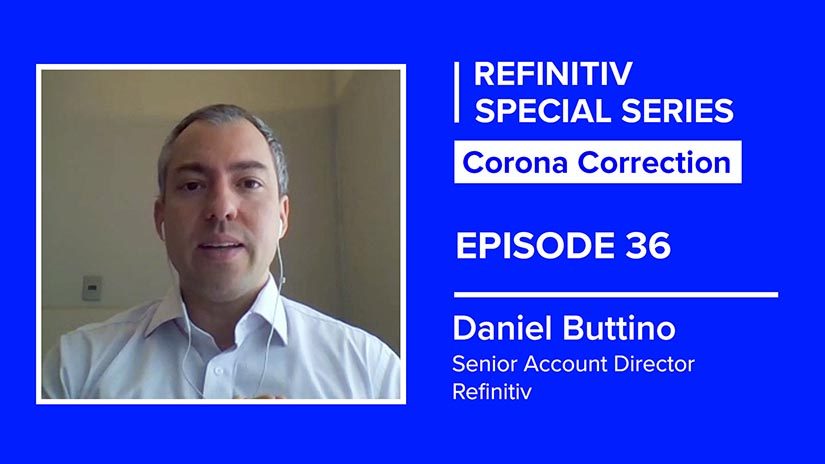 Daniel Buttino headshot on a blue background. To his left it displays corona correction episode 36